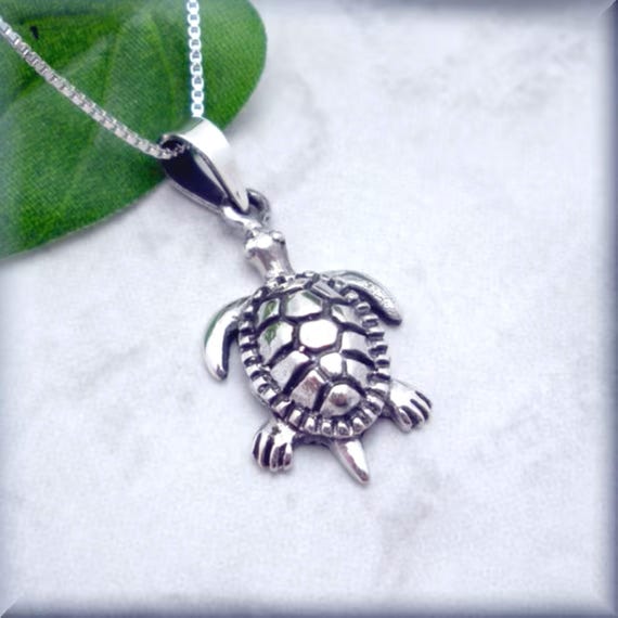Sea Turtle Necklace Ocean Necklace Beach Jewelry Sterling Silver Pendant Beach Jewelry Ocean Creature Animal Tortoise Wisdom