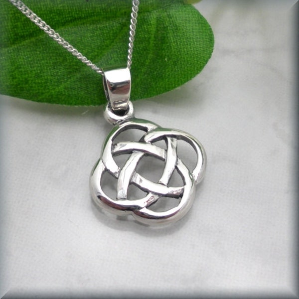 Irish Eternity Knot Necklace, Dara Knot, Celtic Necklace, Birthay Gift for Her, Celtic Jewelry, Irish Jewelry, Sterling Silver