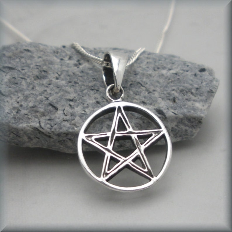 Tiny Pentagram Necklace Sterling Silver Pentacle Neklace | Etsy
