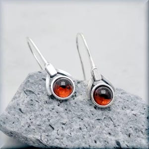 Garnet Earrings, January Birthstone Earrings, Gemstone Jewelry, Gemstone Earrings, Sterling Silver, Modern, Minimalist