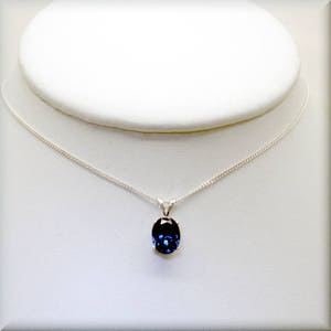 Oval Blue Sapphire Necklace, Birthday Gift for Her, Sterling Silver ...