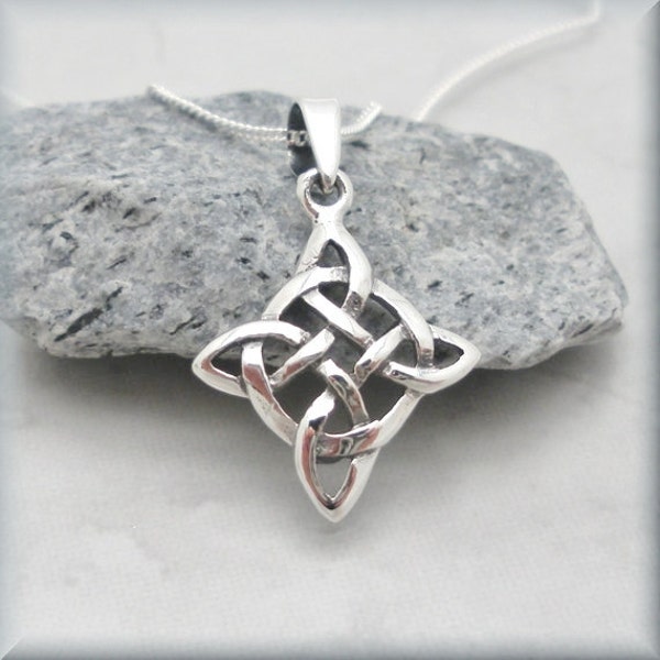 Celtic Knot Necklace, Compass Rose, Diamond Shape, Irish Jewelry, Sterling Silver, Grad Gift, Everyday Necklace, Birthday Gift, Minimalist