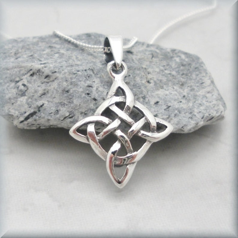 Celtic Knot Necklace, Compass Rose, Diamond Shape, Irish Jewelry, Sterling Silver, Grad Gift, Everyday Necklace, Birthday Gift, Minimalist image 1
