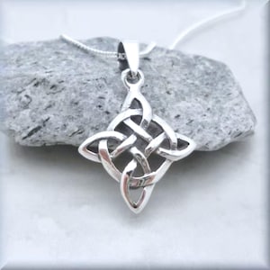 Celtic Compass Rose Sterling Silver Necklace, Diamond Shape Minimalist Pendant