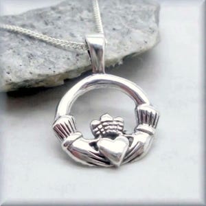 Claddagh Necklace, Irish Jewelry, Irish Necklace, Friendship Necklace, Sterling Silver, Friendship Necklace, Graduation Gift, Heart