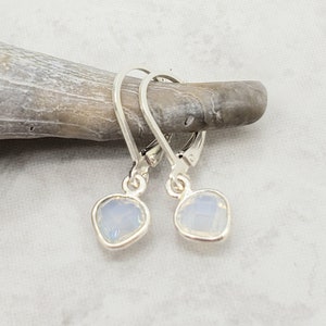 Small Moonstone Quartz Heart Earrings, Leverback Earring, Sterling Silver, June Birthstone Birthday, Lightweight, Gift for Her, Mom, Mother