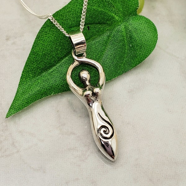 Spiral Goddess Necklace, Divine Feminine, Spirituality, Symbol of Life, Goddess Pendant, Sterling Silver, Pagan Symbol, Wiccan Symbol