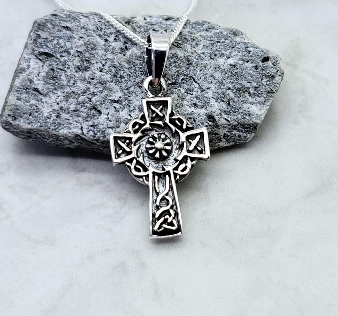 Detailed Celtic Cross Necklace in Sterling Silver - Small Religious ...