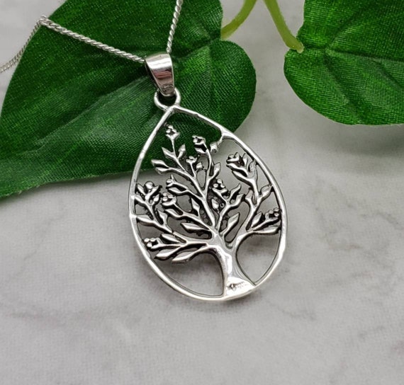 Sterling Silver Necklace with Tree of Life Pendant and Engraving | Charming  Engraving
