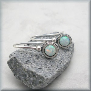 Opal Earrings Dangle Gemstone October Birthstone Sterling Silver Jewelry