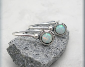 Opal Earrings Dangle Gemstone October Birthstone Sterling Silver Jewelry