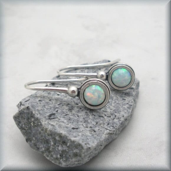 Opal Earrings Dangle Gemstone October Birthstone Sterling Silver Jewe…