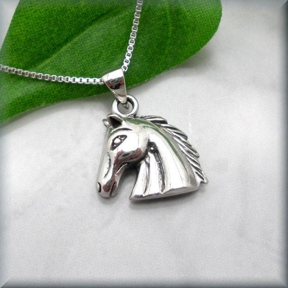 Horse Necklace Horse Head Pendant Equestrian Jewelry Etsy