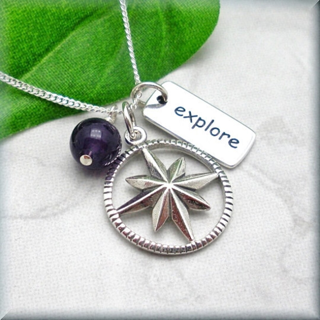 Compass Necklace Inspirational Quote Travel Graduation Etsy