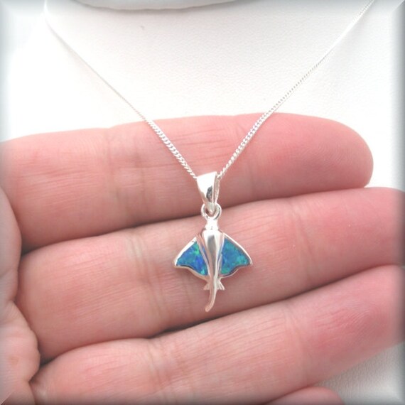 Stingray Necklace Opal Stingray Sterling Silver Beach Jewelry