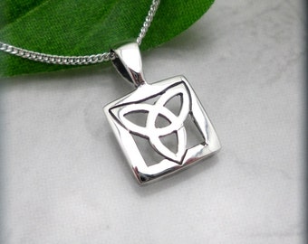 Small Trinity Knot Necklace, Celtic Triquetra, Irish Jewelry, Sterling Silver Pendant, Gift for Her