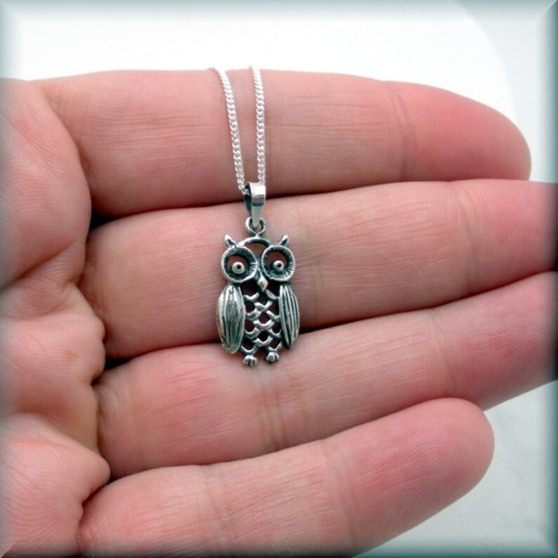 Owl Necklace Filigree Jewelry Sterling Silver Owl Lover Etsy