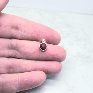 Tiny Ruby Heart Sterling Silver Leverback Earrings, July Birthstone image 4