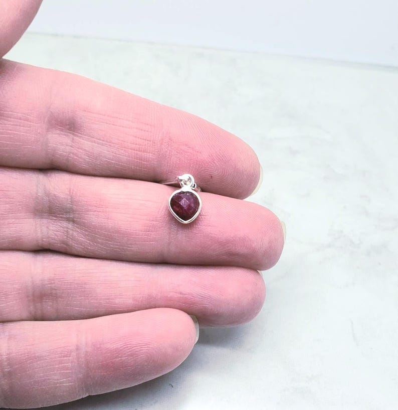 Tiny Ruby Heart Sterling Silver Leverback Earrings, July Birthstone image 4