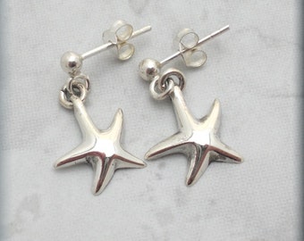 Starfish Earrings, Star Fish Earrings, Beach Earrings, Beach Jewelry, Silver Studs, Post Earrings, Sterling Silver Nautical Earrings