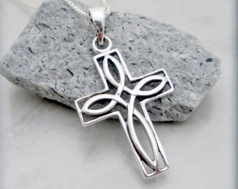 Celtic Cross Necklace, Easter Necklace, Easter Gift, Sterling Silver, Cross Pendant, Irish Jewelry, Celtic Jewelry, Religious Faith