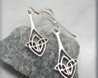 Celtic Knot Earrings, Drop Earrings, Irish Jewelry, Sterling Silver, Irish Knot Earrings