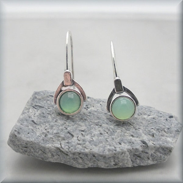 Green Chrysoprase Earrings Sterling Silver Gemstone Jewelry