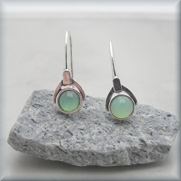 Gioielli in pietre dure di crisoprasio verde orecchini in argento Sterling