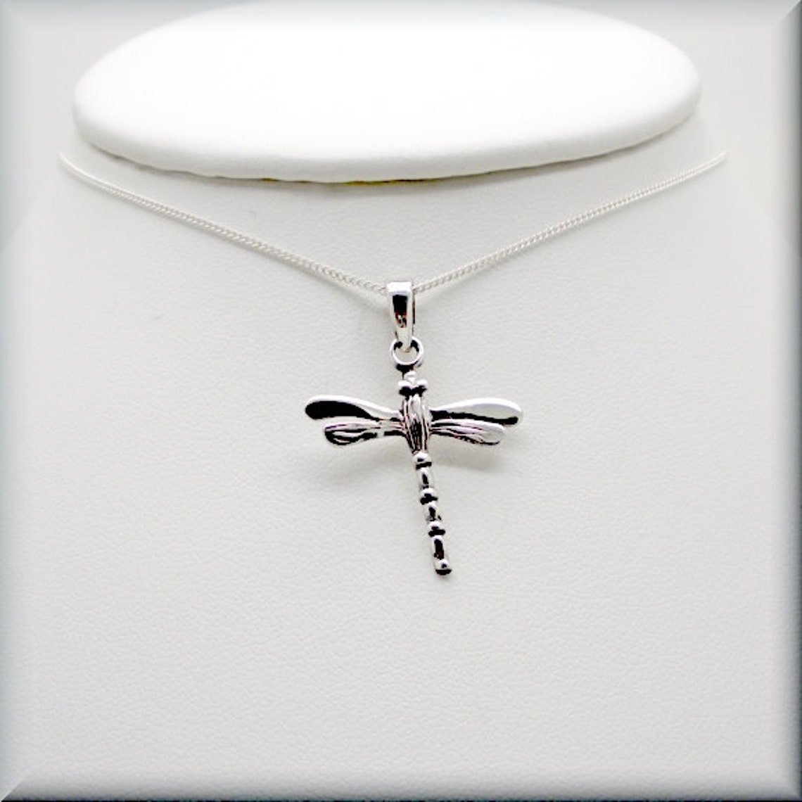 Silver Dragonfly Necklace Sterling Silver Dragonfly Pendant Etsy