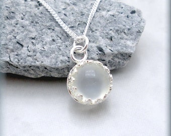 White Moonstone Necklace, Gemstone Pendant, Gemstone Jewelry, Sterling Silver, Bezel Setting, Gem Stone, Everyday, Minimalistic