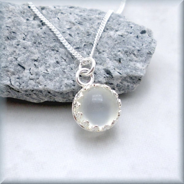 White Moonstone Necklace, Gemstone Pendant, Gemstone Jewelry, Sterling Silver, Bezel Setting, Gem Stone, Everyday, Minimalistic