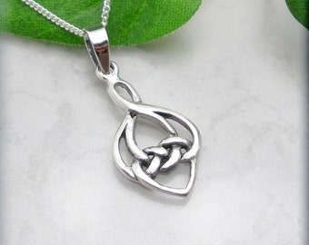 Celtic Knot, Love Knot Necklace, Celtic Jewelry, Irish Jewelry, Sterling Silver Heart, Birthday Gift for Her, Friendship Necklace Jewelry