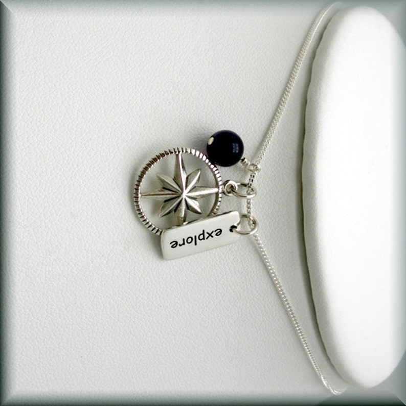 Compass Necklace Inspirational Quote Travel Graduation Etsy
