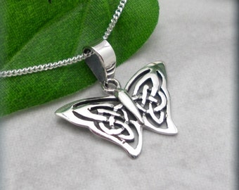 Butterfly Necklace, Sterling Silver, Celtic Necklace, Papillon Necklace,  Everyday Jewelry, Irish Jewelry, Graduation Gift
