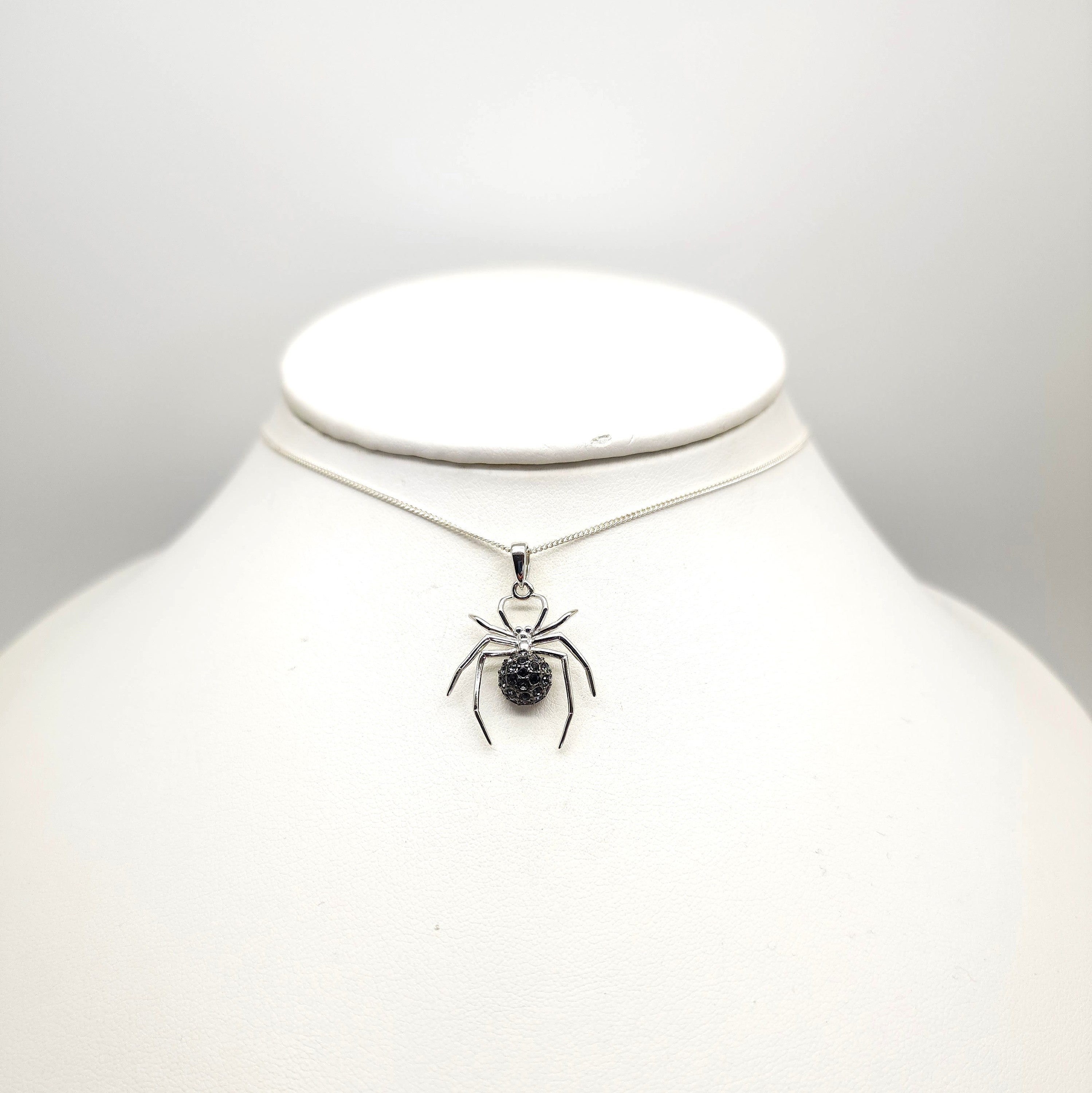 Spider Necklace, 925 Sterling Silver, Spider Pendant, Black Spider Necklace, 925 Sterling Silver, Spider Pendant, Black