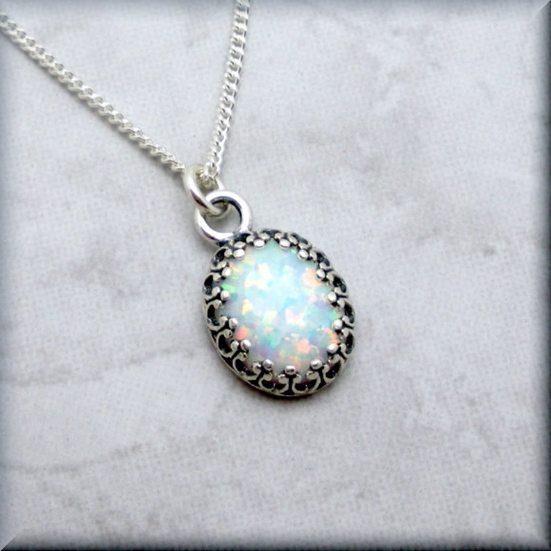 Opal Necklace Opal Jewelry October Birthstone Necklace Etsy