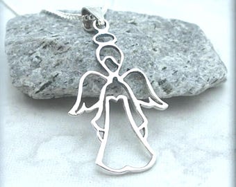 Angel Necklace, Friendship Necklace, Guardian Angel Necklace, Sterling Silver, Graduation Gift, Confirmation Gift, Faith Necklace