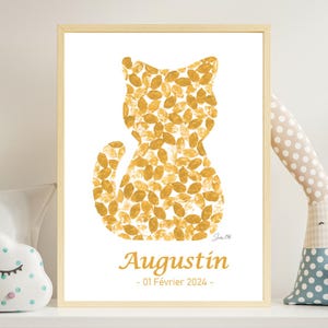 CHAT - affiche de naissance personnalisable A4 ou A3 - cadeau de naissance - décoration bébé et enfant – chambre bébé et enfant