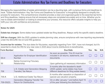 Estate Administration: Key Tax Forms and Deadlines for Executors