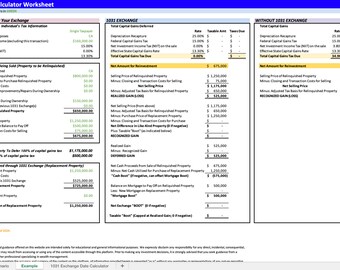1031 Exchange Calculator Excel: Compare 1031 Exchange Rules & Without 1031 Exchange Scenario |Includes Depreciation Recapture, Capital Gains