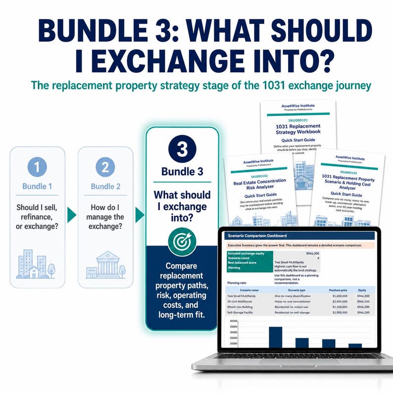 Puede incluir: Un paquete educativo digital titulado BUNDLE 3: WHAT SHOULD I EXCHANGE INTO? que incluye una computadora port&aacute;til con un panel de comparaci&oacute;n de escenarios, tres gu&iacute;as de inicio r&aacute;pido impresas y un diagrama de flujo del proceso.