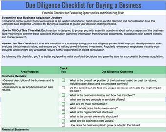 Comprehensive Due Diligence Checklist for Buying a Business | Essential Guide for Entrepreneurs