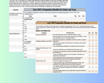 Tax Prep Checklist BUNDLE: 1041, 1041 Final Return, 1041-A