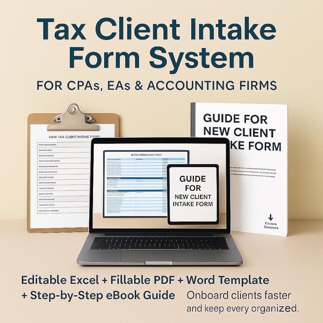 Tax Client Intake Form Fillable PDF Excel Template Tax Preparer Intake ...