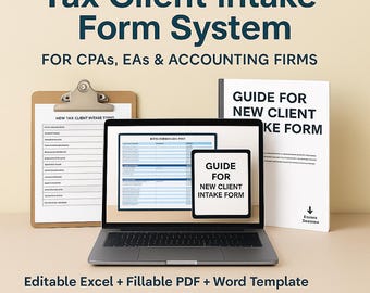 Tax Client Intake Form Fillable PDF Excel Template Tax Preparer Intake Form Accounting Client Information Sheet Organizer for CPAs Tax Firms