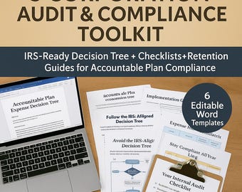 Kit de herramientas de cumplimiento de auditoría para corporaciones S Árbol de decisiones del plan de rendición de cuentas Sistema de revisión interna Documentación lista para el IRS Auditorías anuales de políticas