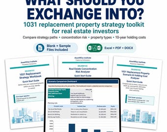 1031 Exchange Replacement Property Strategy Toolkit Portfolio Risk Scenario Analyzer Commercial Real Estate Excel Planner Bundle Template