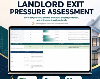 Landlord Exit Pressure Assessment Rental Property Sell Refinance 1031 Exchange Retirement Planning Excel Scorecard Spreadsheet Template Tool