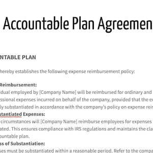 Accountable Plan Template IRS Compliant S Corp Accountable