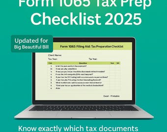 Lista de verificación para la preparación de impuestos Lista de verificación de documentos tributarios Formulario 1065 Lista de verificación de declaración de impuestos de sociedades Lista de verificación de impuestos para pequeñas empresas Plantilla de organizador de impuestos